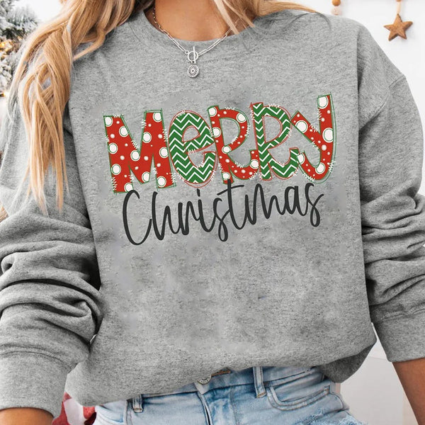 Gray Merry Christmas Festive Letter Print Drop Shoulder Sweatshirt
