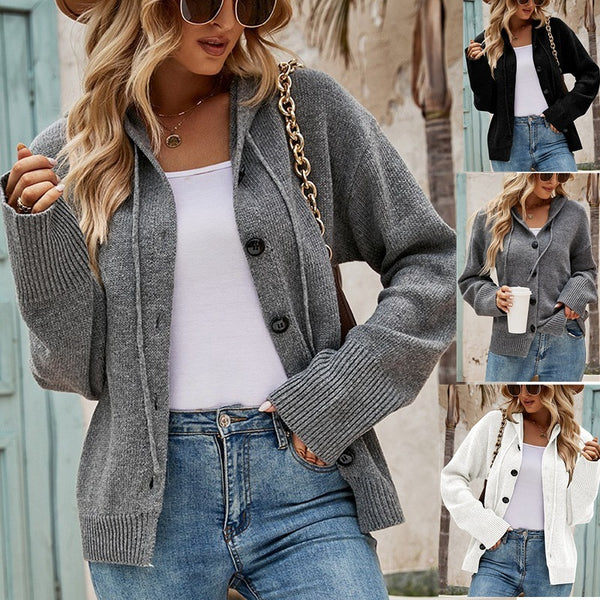 Women's Drawstring Knitted Tup Cardigan Coat Loose