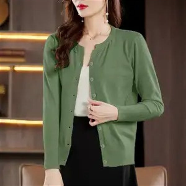 Women's Round Neck Knitted Cardigan